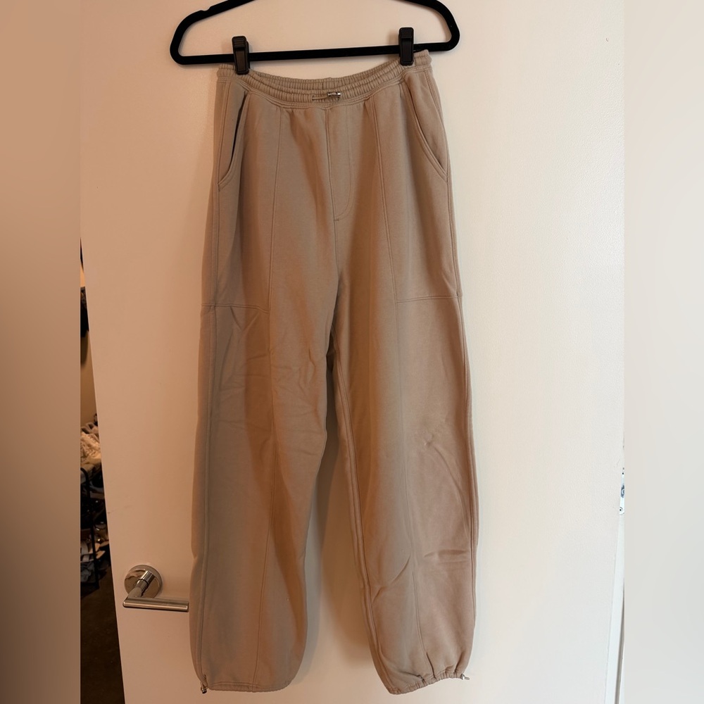 Abercrombie & Fitch Wide-Leg Track Pants in Tan
